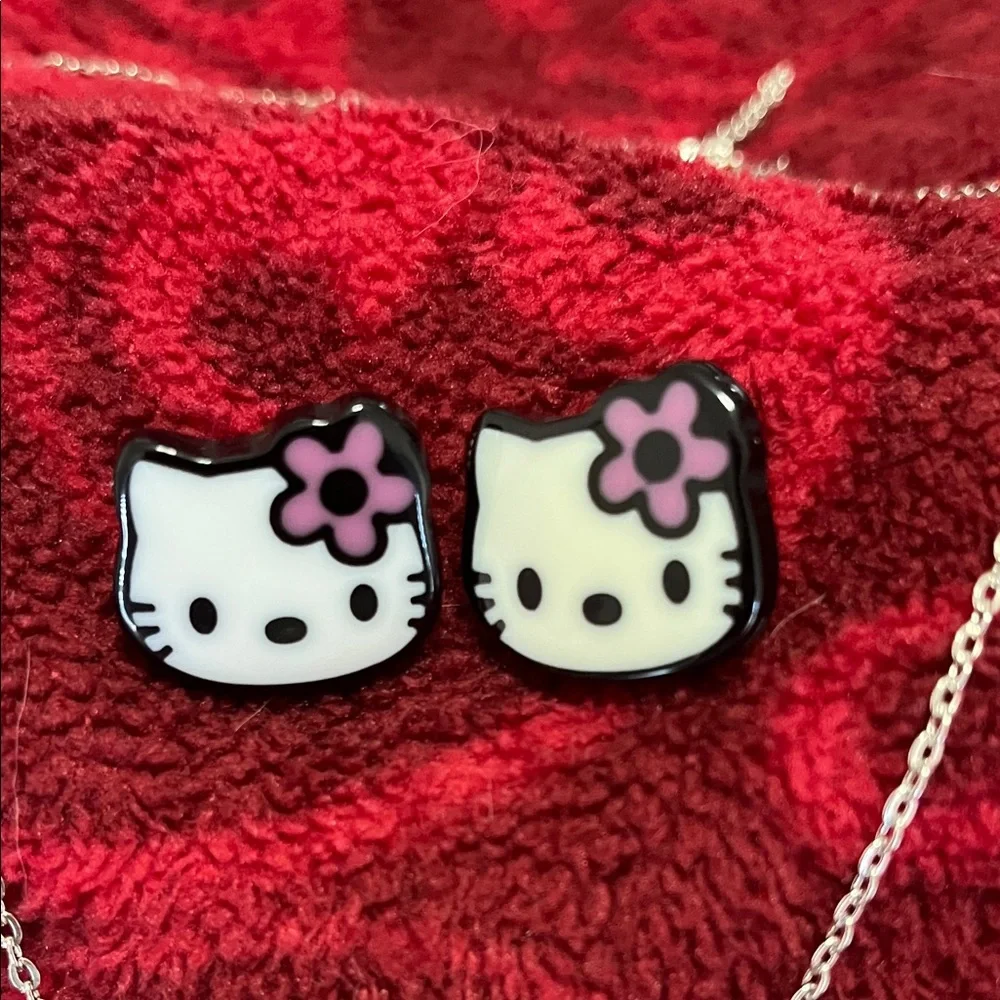 Hello Kitty Necklace and Earrings Set